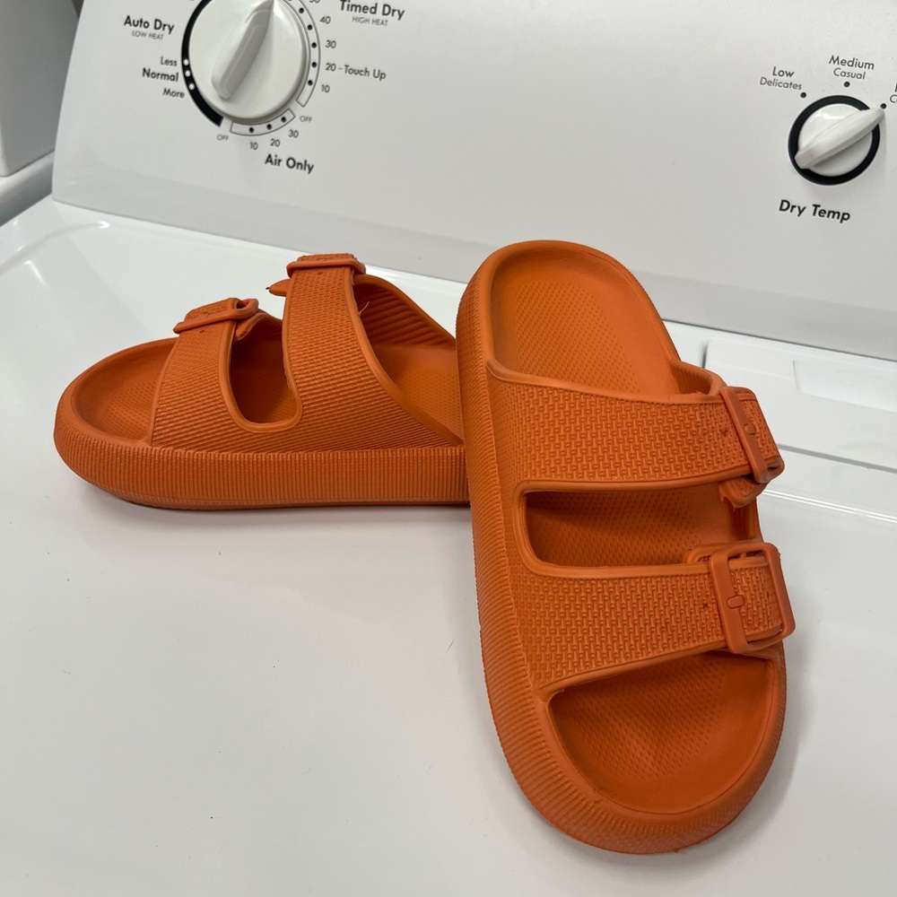 Comfortable Orange Cloud Sandals with Wide Strap